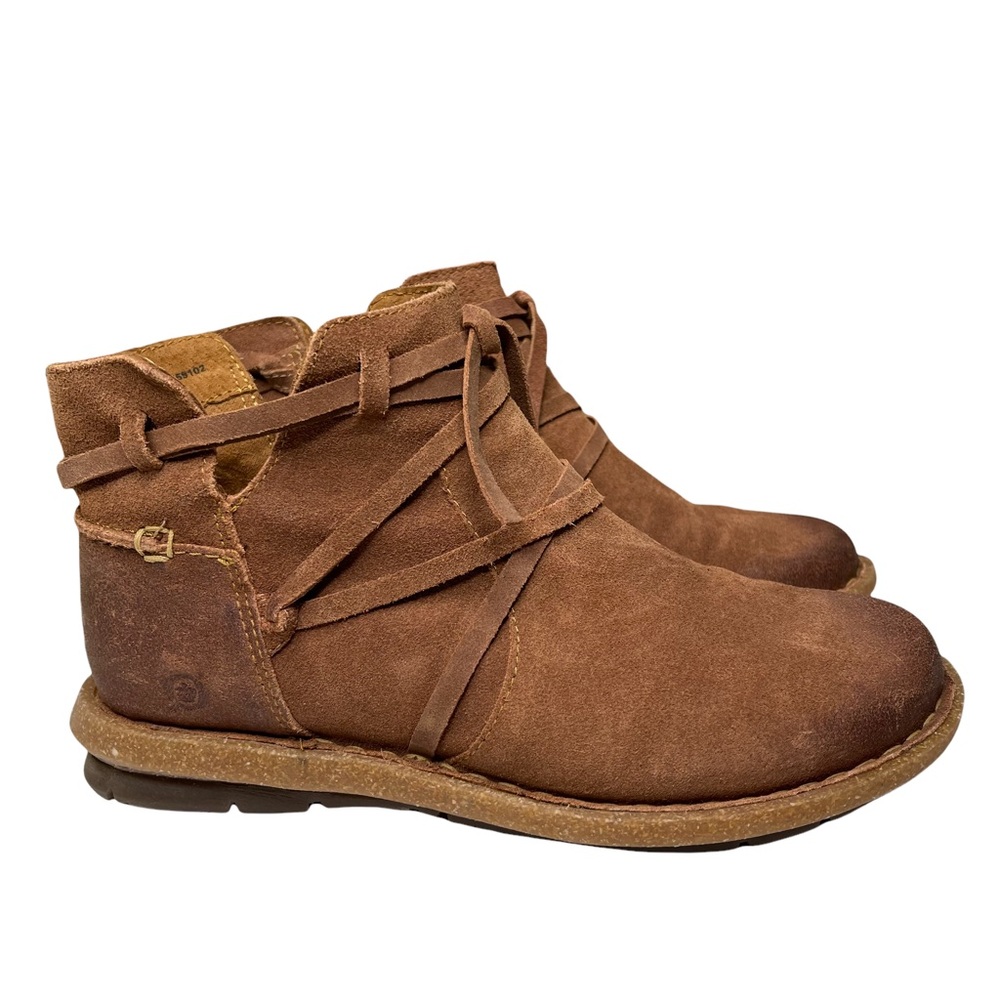Born Tarkiln Leather Ankle Booties Women's Sz 8 US F59102 Natural Toasted Almond